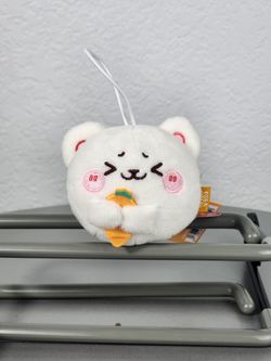 3" Milk Mocha Bear White Round Carrot Keychain Charm Plush