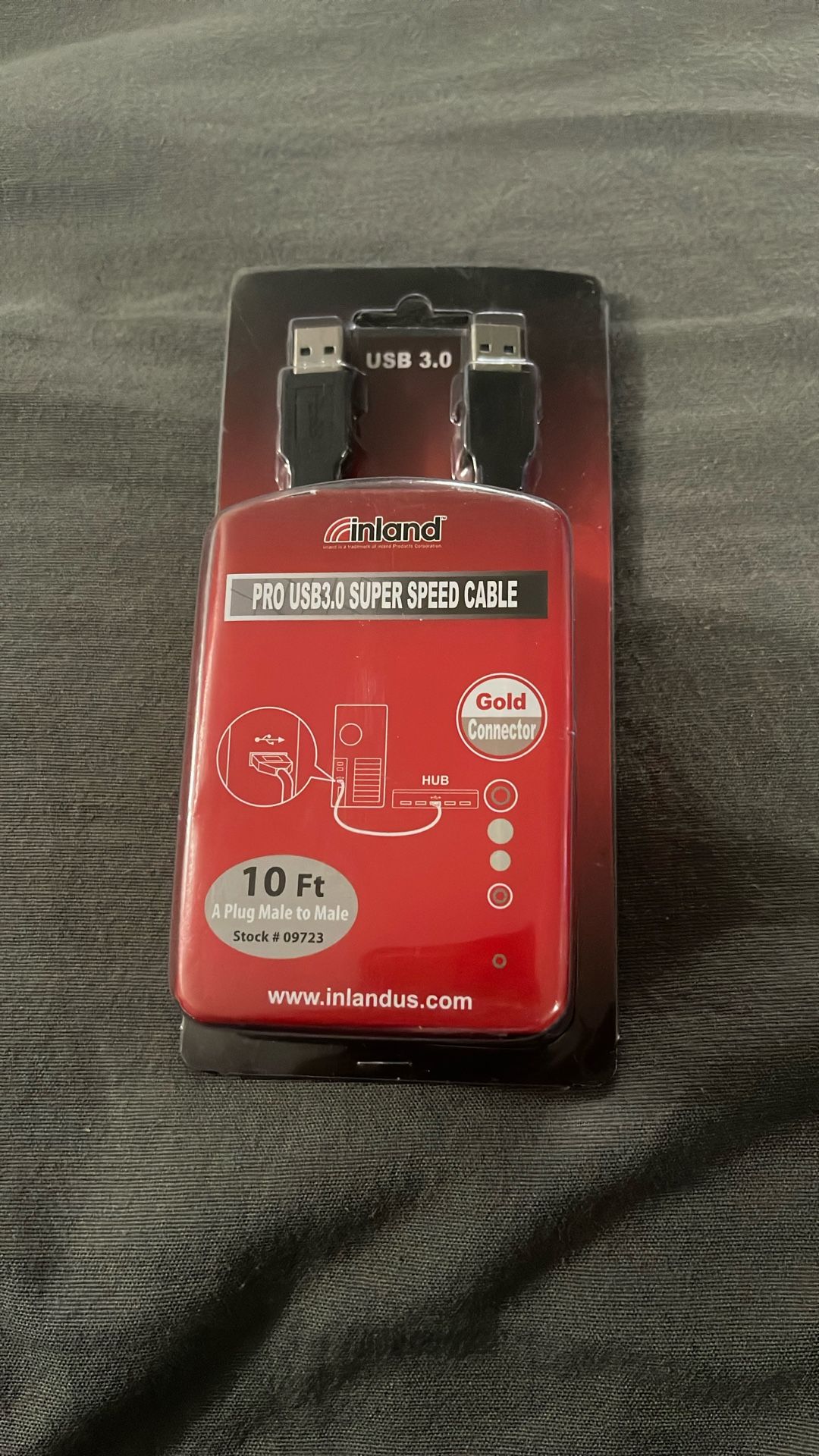 Inland USB 3.0 A Male to A Male Cable Data Transfer Super Speed Gold 10ft