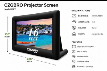 CZGBRO 16FT Inflatable Projector Screen – Outdoor Movie Screen