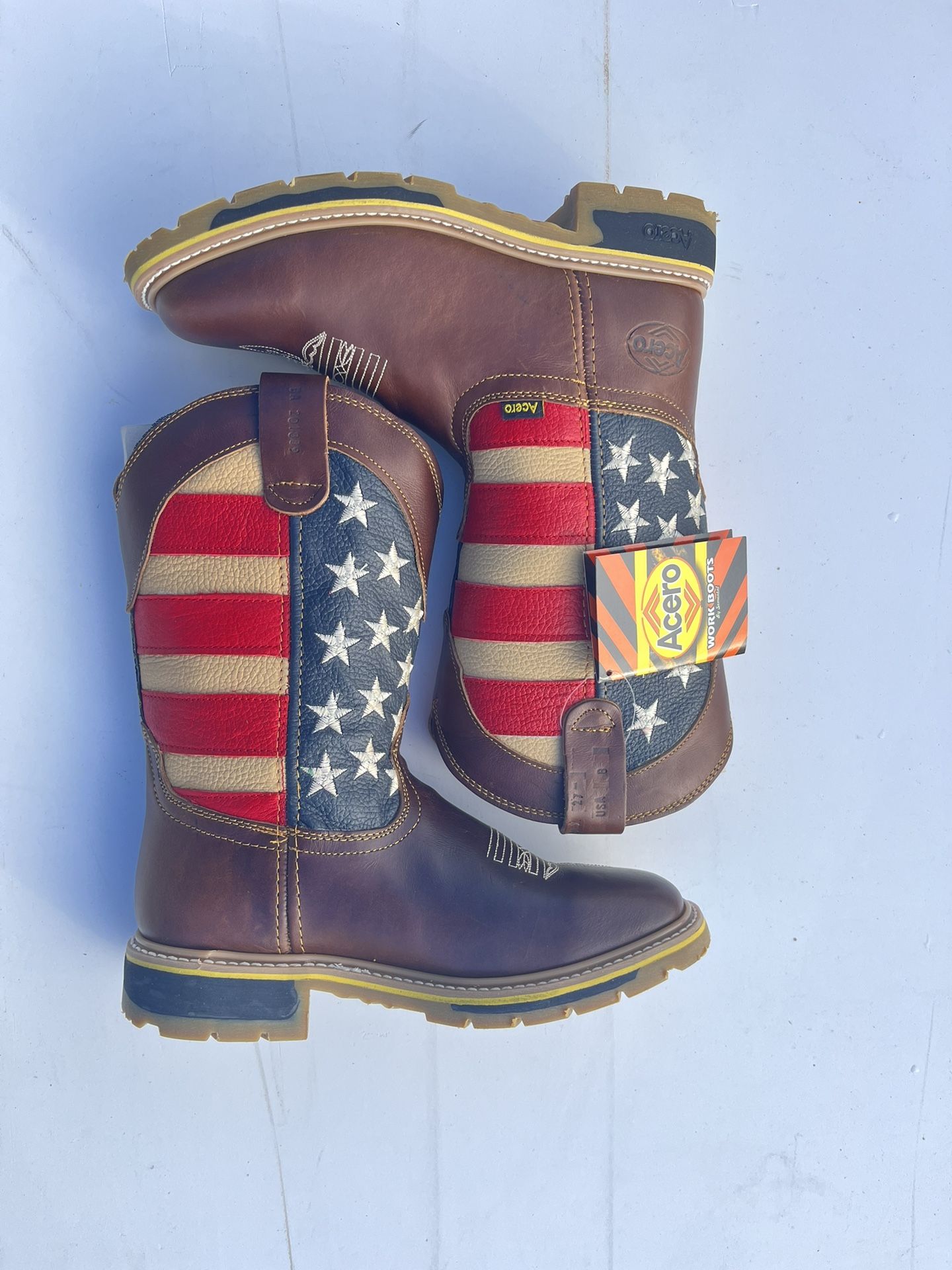 Men’s Acero Work Boots (brown & America ) %50 OFF Sale