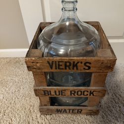 5 Gallon Glass Hinckley & Schmitt Bottle With Wood Crate