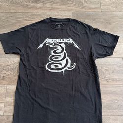 Metallica Shirt Mens Sz Large Black Snake Graphic Band Rock T-Shirt Black Album