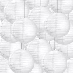  30 Pack White Chinese Japanese Paper Lanterns Decorative Hanging Round Paper Lantern Lamps for Wedding Birthday Party Decorations (10 Inch)