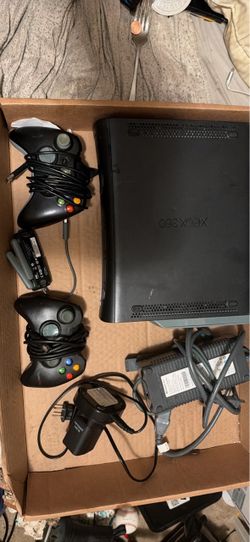 Xbox 360 Console with Two Controllers and Power Adapter