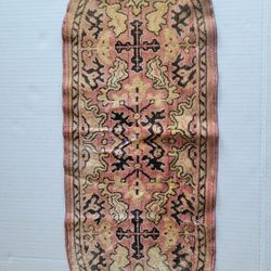 Antique Miniature Oval Hand Woven Rug 10" x 23" Small