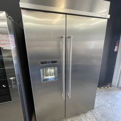 Kitchen Aid 48” Built In Refrigerator Side By Side In Stainless Steel 