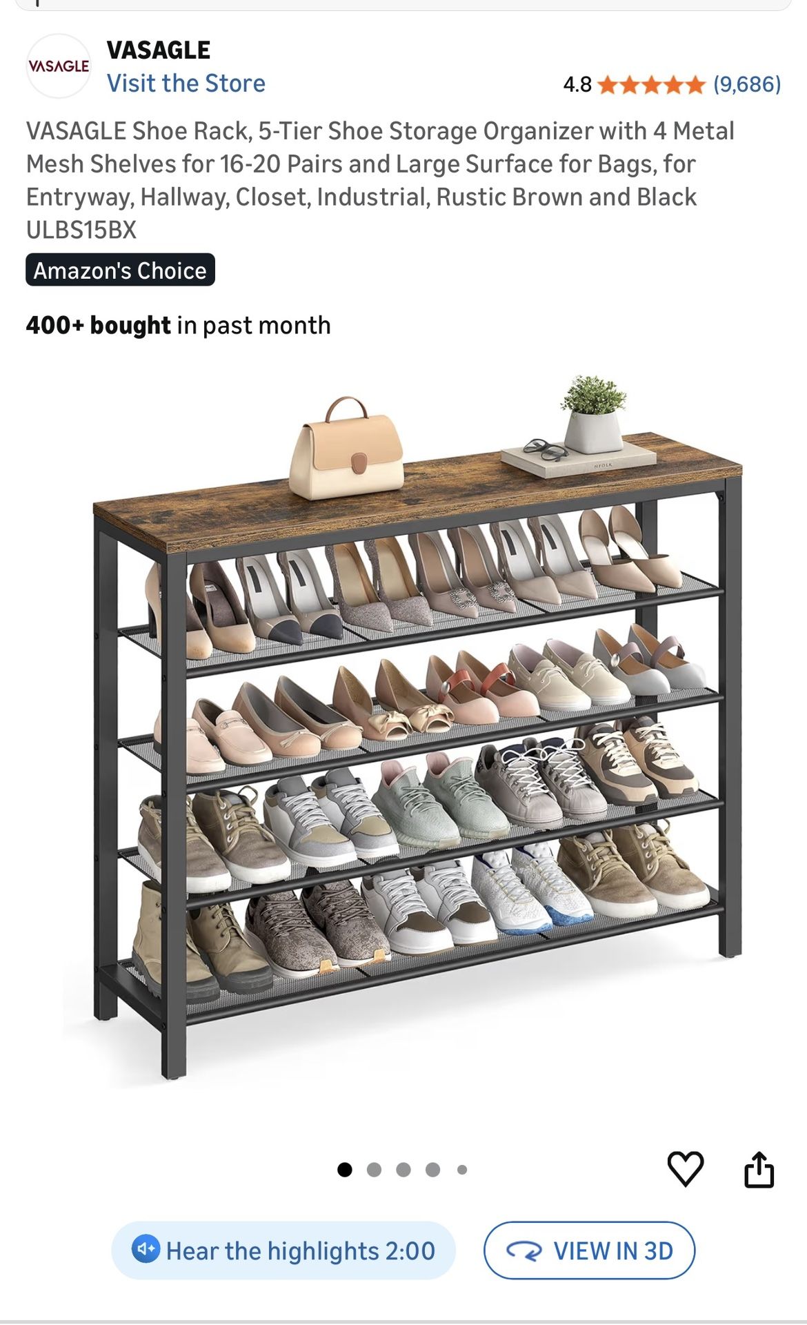 5-Tier Shoe Storage Organizer