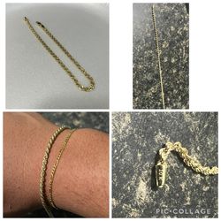 10k REAL GOLD 3mm 8” rope bracelet hollow