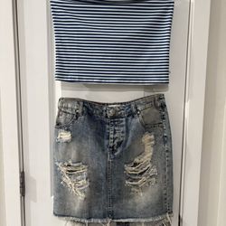 Vintage Jean Skirt Set  