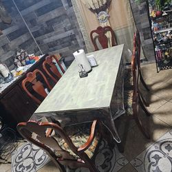 Country Style Wood 🪵 Set Table With 6 Chairs 