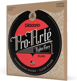 D'Addario EJ45 Pro-Arte Nylon Classical Guitar Strings, Normal Tension – Nylon Core Basses, Laser Selected Trebles - Offers Balance of Volume and Comf