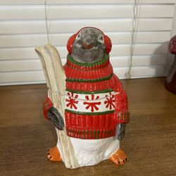 Ski Penguin Cookie Jar