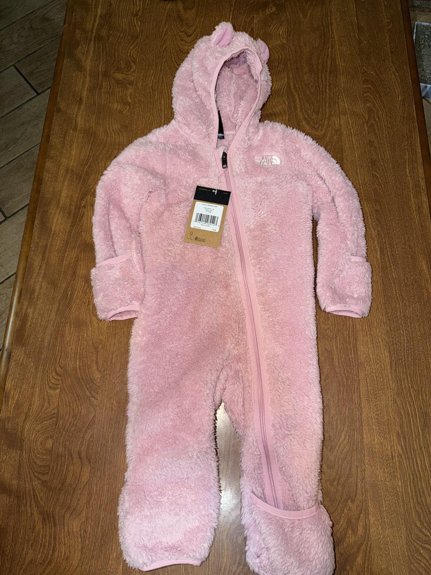 Infant Girl The North Face 12-18 M Fleece Bodysuit Nwt