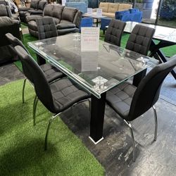 Modern Dining Table With 6 Chairs / Mesa de comedor moderna con 6 sillas