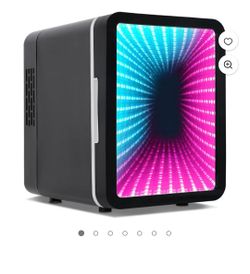 Iceblue 4 Liter/6 Cans Mini Fridge with 11 Display Modes Dimmable LED Light,AC/DC Portable Cool & Warm Dual-use Skincare Fridge,Compact Small Refriger