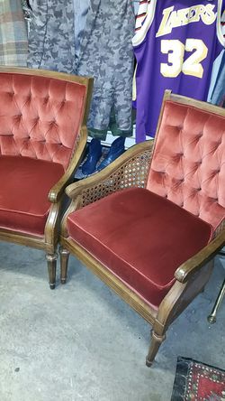 Antique velvet matching chairs