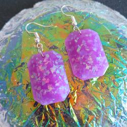 Purple faux fire opal dangle earrings with silver hypoallergenic hooks new 