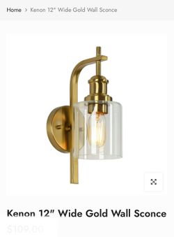 Kenon 12in. Wide Gold Wall Sconce Light