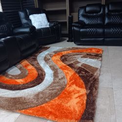 *Weekly Feature*---Santiago Bold Black Leather Reclining 3 Piece Sets---Delivery And Easy Financing Available😎