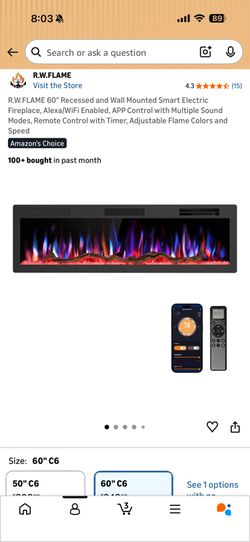 Recessed and wall mounted 60 inch fireplace