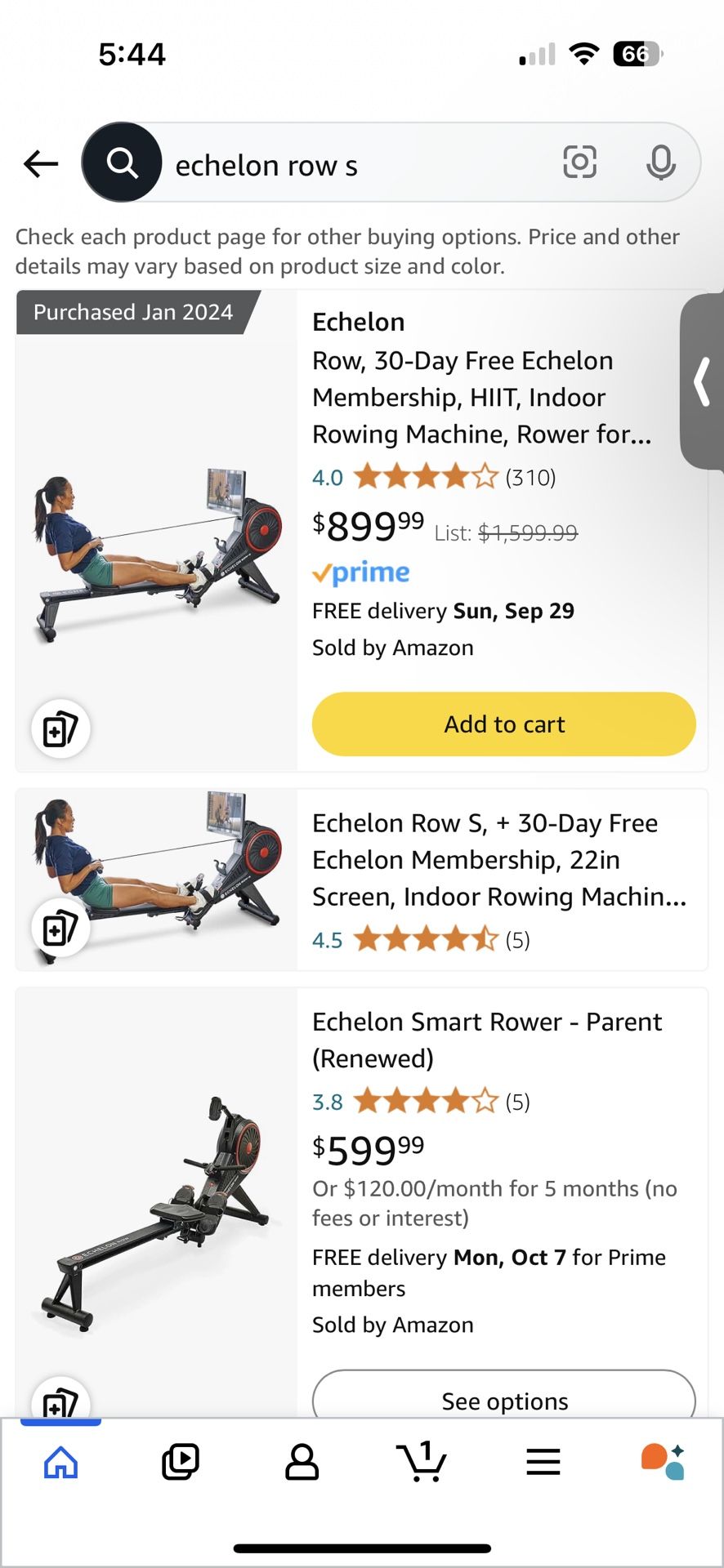 Echelon Row S Rower- Like New