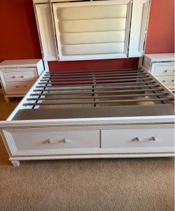White King Bed Frame with Storage Drawers - No Credit Needed - Brand New