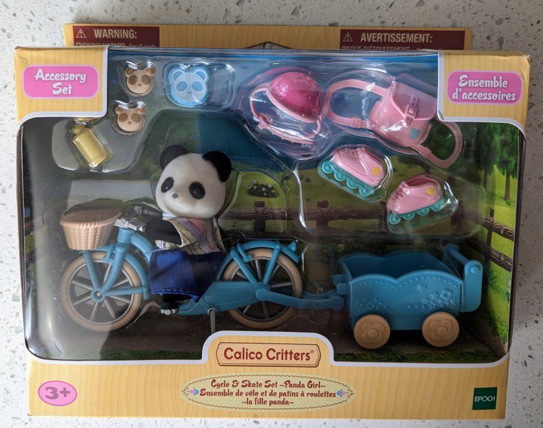 Sylvanian Families - Play Set Panda Girl w. Bicycle/Rollerskates 