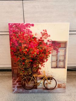 Canvas Wall Art Bicycle Floral Print