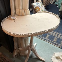 Vintage Side Table With Metal Trim