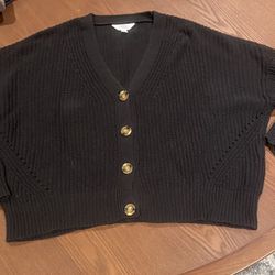 Black Button Front Cardigan XL 16 18 
