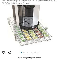 Deco Brothers Crystal Tempered Glass K-Cup Holder Drawer for 30 Cups