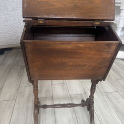 Vintage Wooden Sewing Table with Storage  