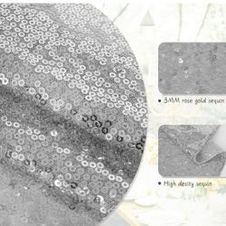  Silver Sequin Table Runners Glitter Sparkly Iridescent Shimmer for Dining Room Table Decorations for Birthday Party Supplies Wedding Reception Holida