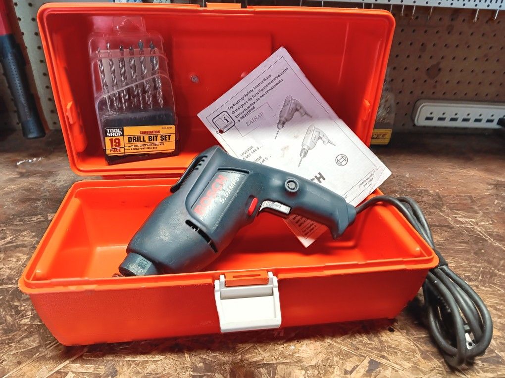 Bosch Electric Drill, Drill Bits,case And Booklet