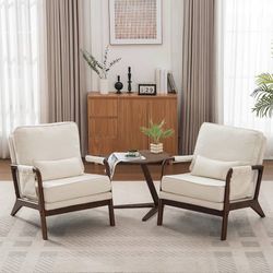 Set of 2 modern mid-century chairs, upholstered armchair with solid wood frame $120/2pcs