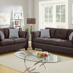 2 PCs  Sofa  Set  ( Dark  Brown  )
