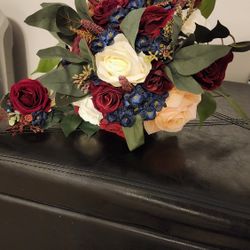 Wedding Bouquet and Boutonniere (Silk Flowers)