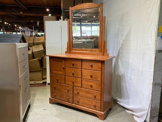 Warm Cherry Chest of Drawers w/ Mirror