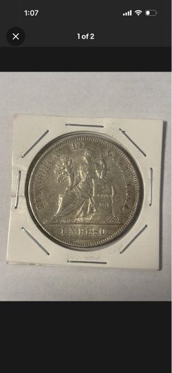 1894 Guatemala Un Peso – No H Variety – Antique Coin
