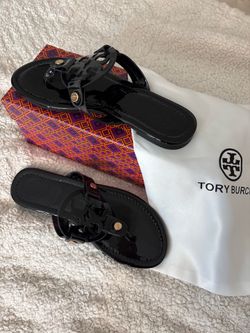 Tory Burch Miller Sandals Black Patent | Brand New | Sizes 6, 7, 8 & 9