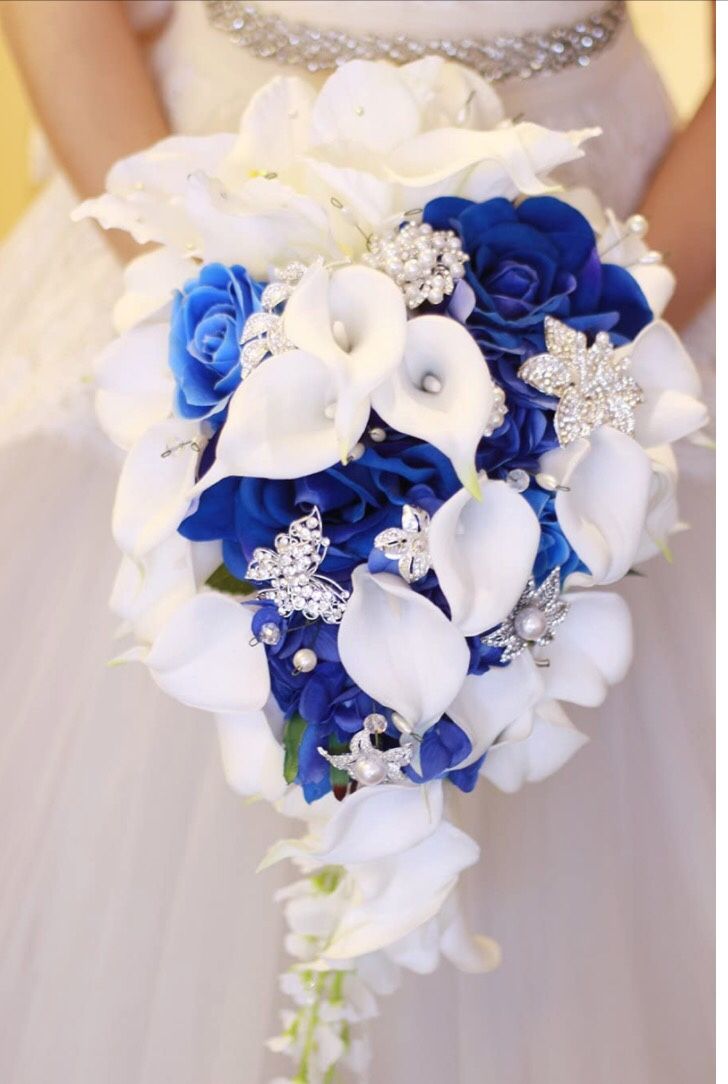 Wedding bouquet Bride Bouquet And Bridesmaids Bouquet artificial Flowers Royal Blue