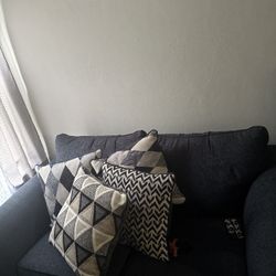 Navy Blue Denim Loveseat And Couch