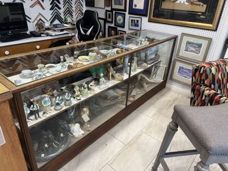 Vintage Wooden Glass Display Case Solid Oak