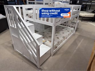 Twin/twin size low Bunkbed with orthopedic mattress included