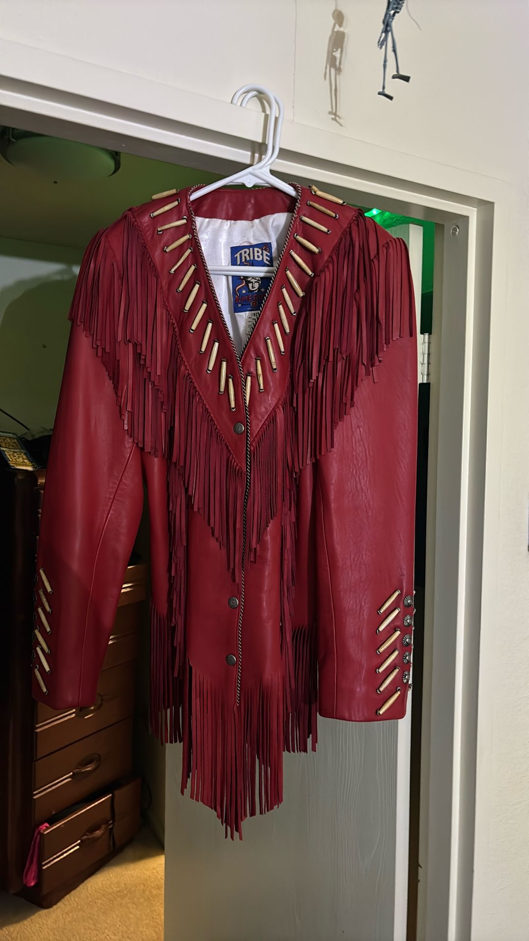 Tribal America, leather coat women’s biker jacket
