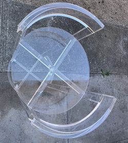 Sofa Endtable Round Acrylic Coffee Table with Wheels and Removable Top