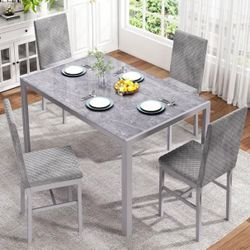 Brand new gray dining room set ( dining table and 4 dining chairs