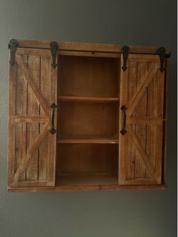 Rustic barn door wall cabinet