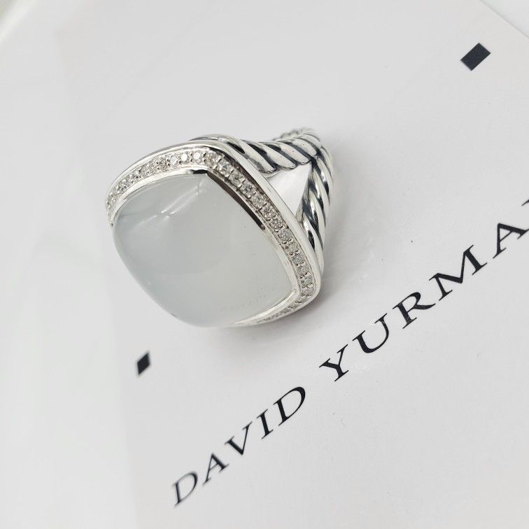 David Yurman Sterling Silver Albion 20mm Moonstone Ring Sz 6.5 I
