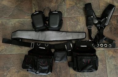 Husky 17 Pocket Tool belt, suspenders, Knee Pads and Belt Pad $125